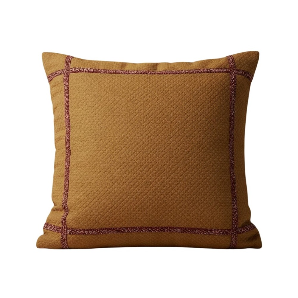 Martex Standard Pillow Sham 20x26 Brown Patterned Border Plush Fiber Fill Cozy‎